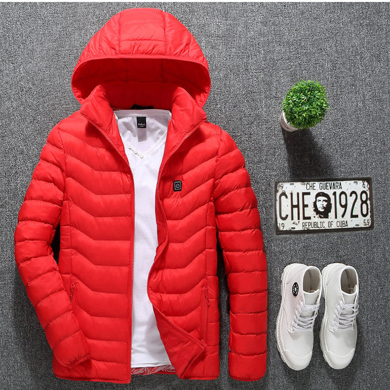 USB Electric Heated Jacket for Men – Zip-Up Thermal Winter Coat